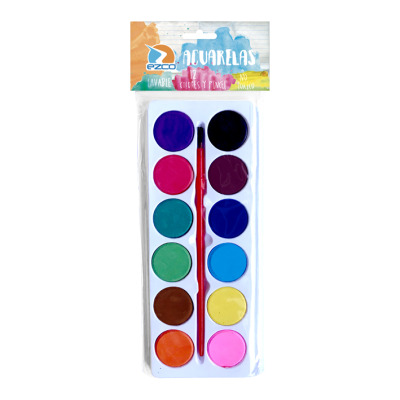 (139070) ACUARELAS EZCO 12 COLORES - LIBRERIA ESCOLAR - PINTURAS